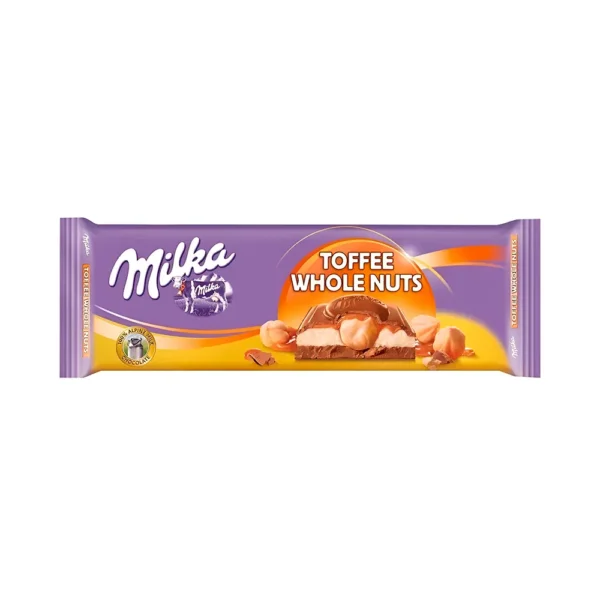 P1248155 Barra de Chocolate Milka Toffee Whole Hazelnuts 300gr - Imagen 1