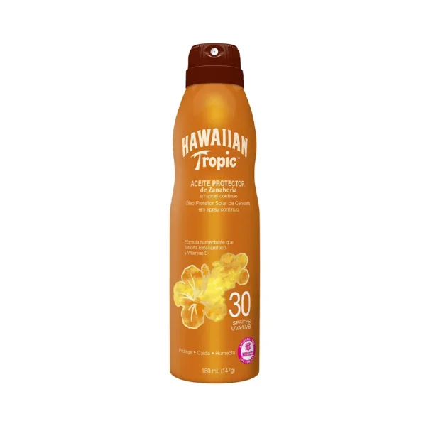 P1250213 Aceite Protector Solar Hawaiian Tropic de Zanahoria en Spray SPF30 180ml - Imagen 1
