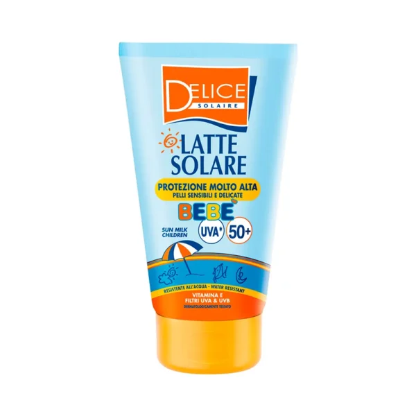 P33994 Protector Solar Delice Solaire Latte Solare Bebe FPS 50+ 100ml - Imagen 1