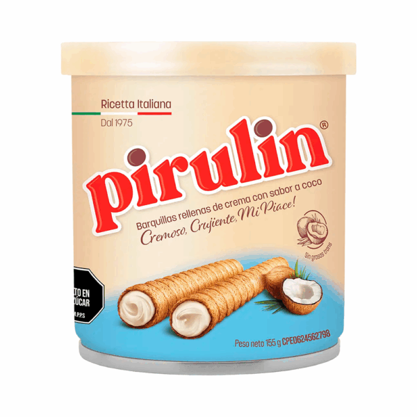 P8986285 Mini Barquillos Pirulin Coco Lata 155g - Imagen 1
