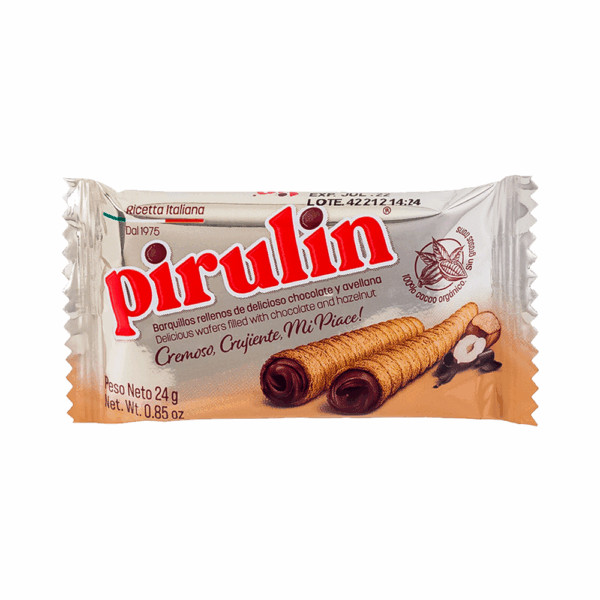 Mini Barquillos Pirulin Chocolate Avellana 24g - Imagen 1
